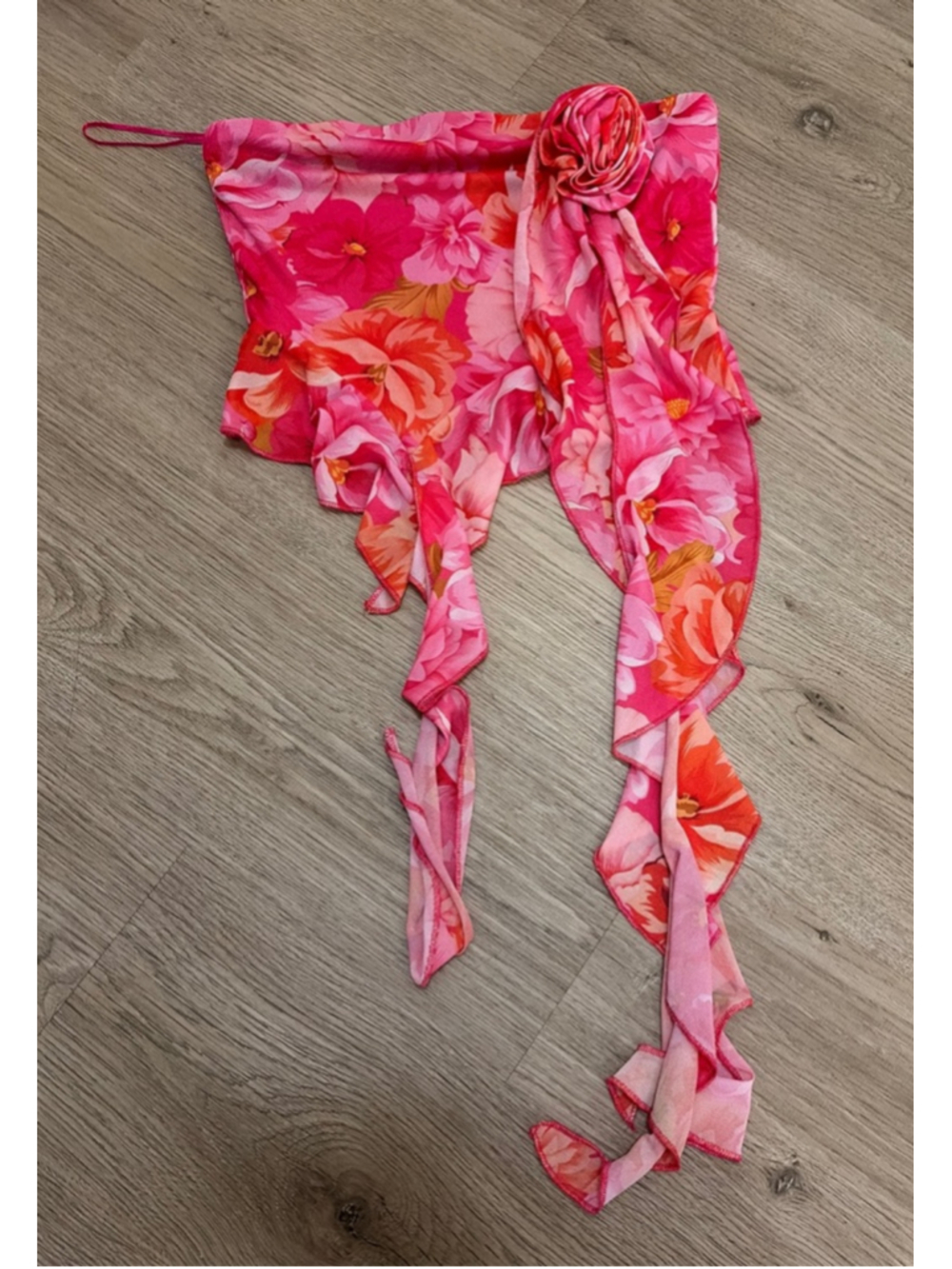Women's Fashion Nova Pink Orange Floral Strapless Coverup M